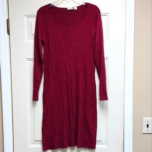 Scoop neck, long sleeve sweater dress. 40 in from shoulder to hem